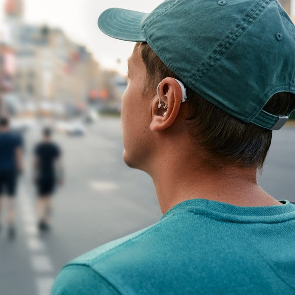 young man with hearing aid